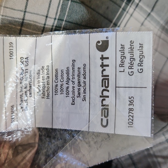 Carhartt Mens Plaid Shirt Size Large Relaxed Fit - Picture 8 of 10